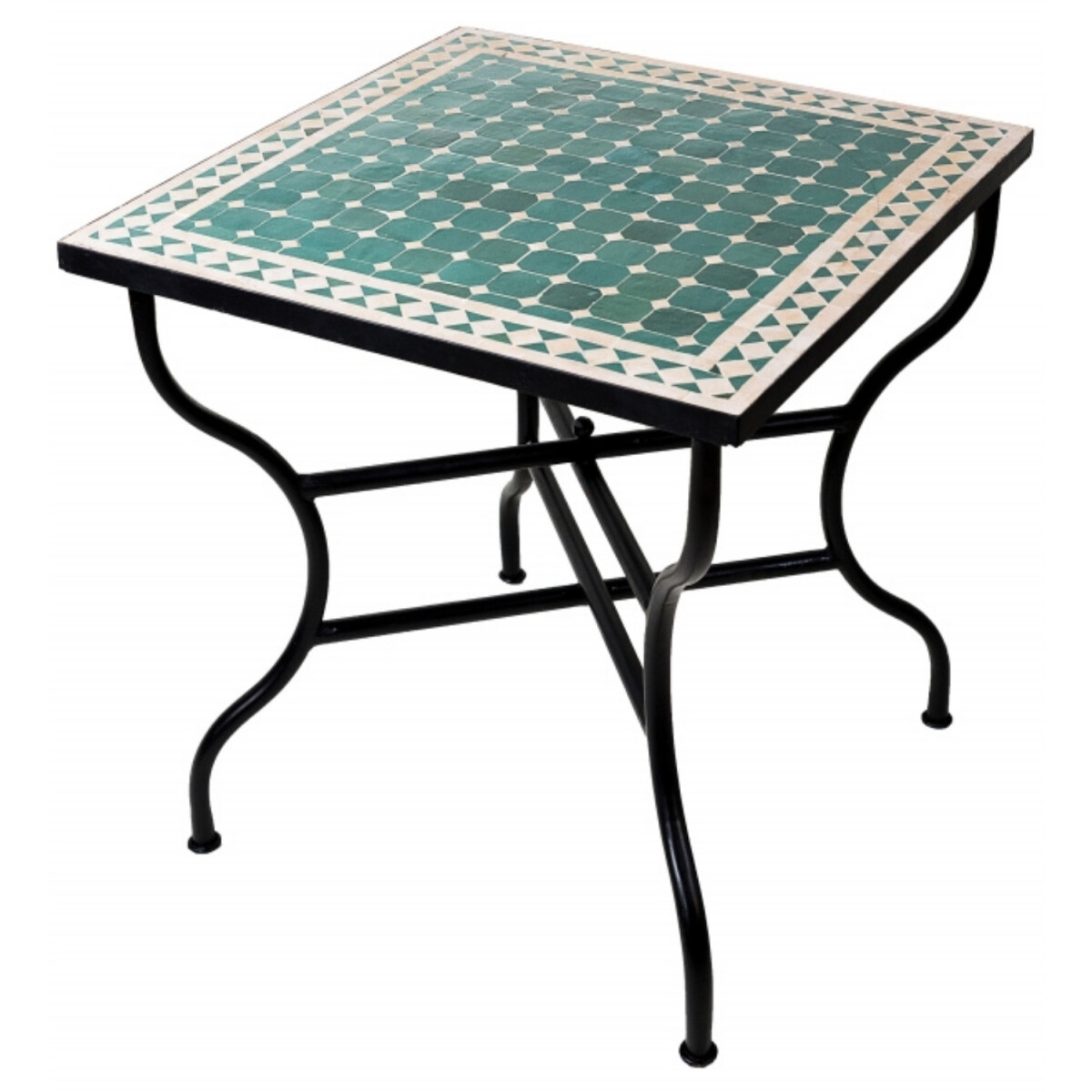 Moroccan Mosaic Table, Marrakech Green and Beige, 70x70cm | 