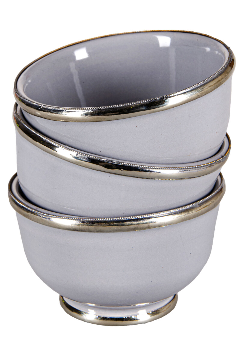 Set of 3 Oriental Dessert Bowls, Cariba Gray