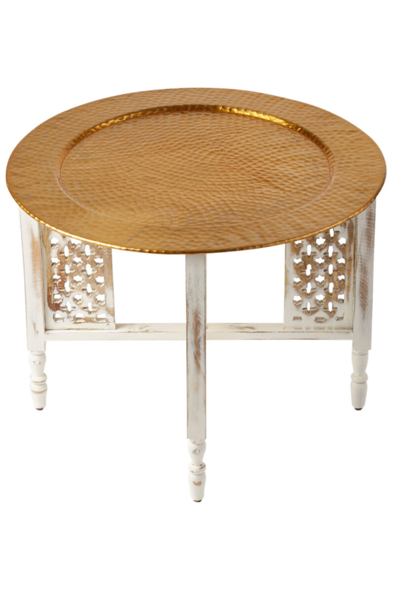 Hania White Gold Oriental Coffee Table, 60 cm | Wood and Alu
