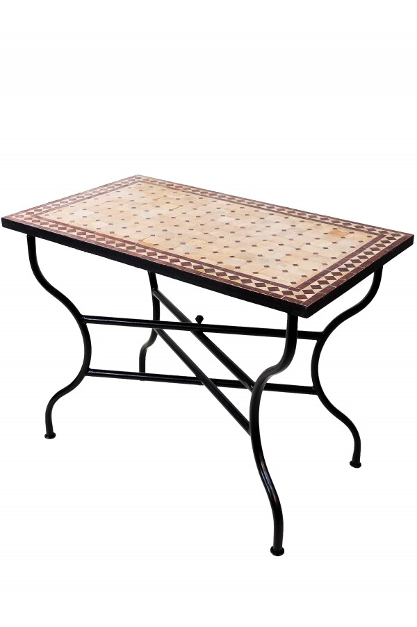 Moroccan Mosaic Table, Marrakech Beige Bordeaux, 100x60cm | 