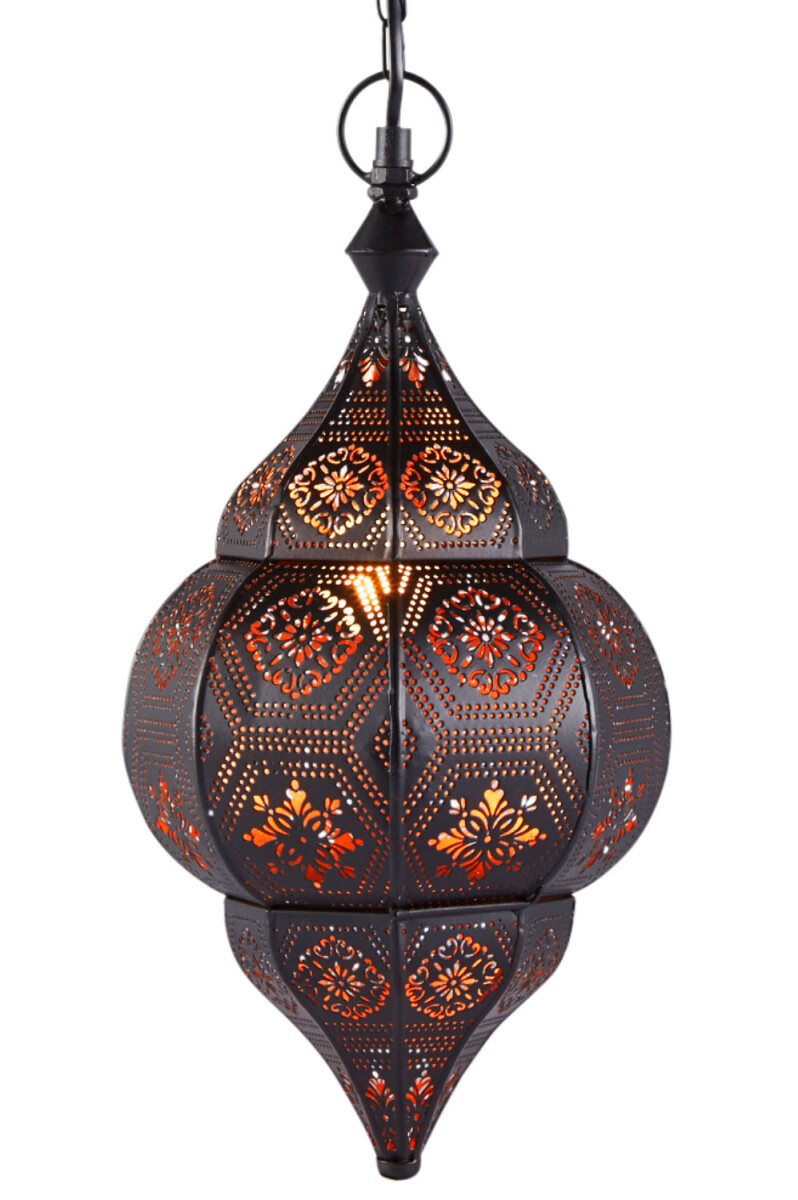 Layan Black 40cm Pendant Light | Oriental Lamp with Copper I