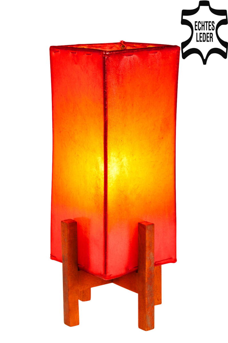 Janka Red Leather Table Lamp with Dark B box
