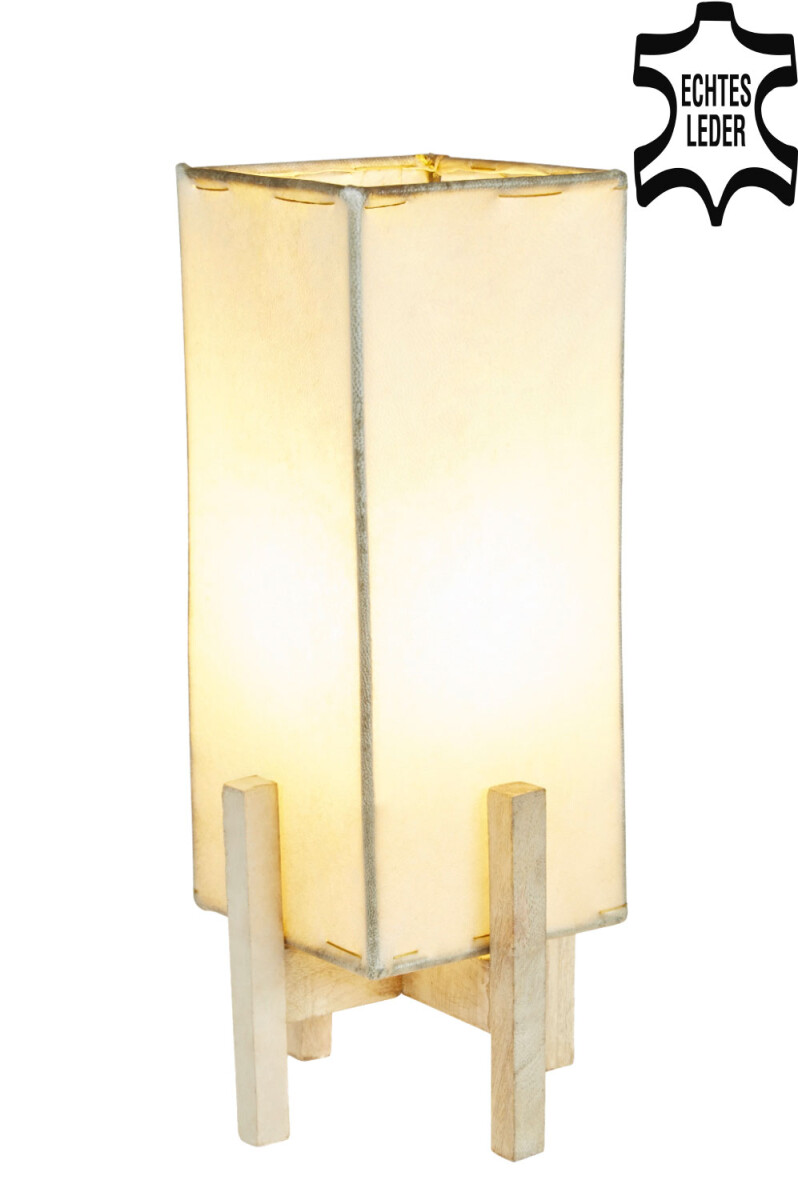 Janka Natur Leather Table Lamp with Whit box