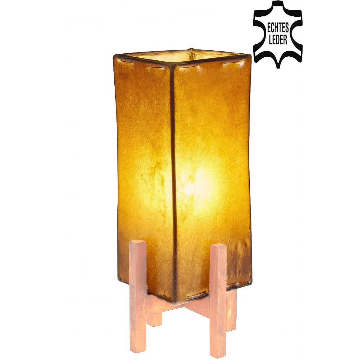 Janka Brown Leather Table Lamp with Brow box