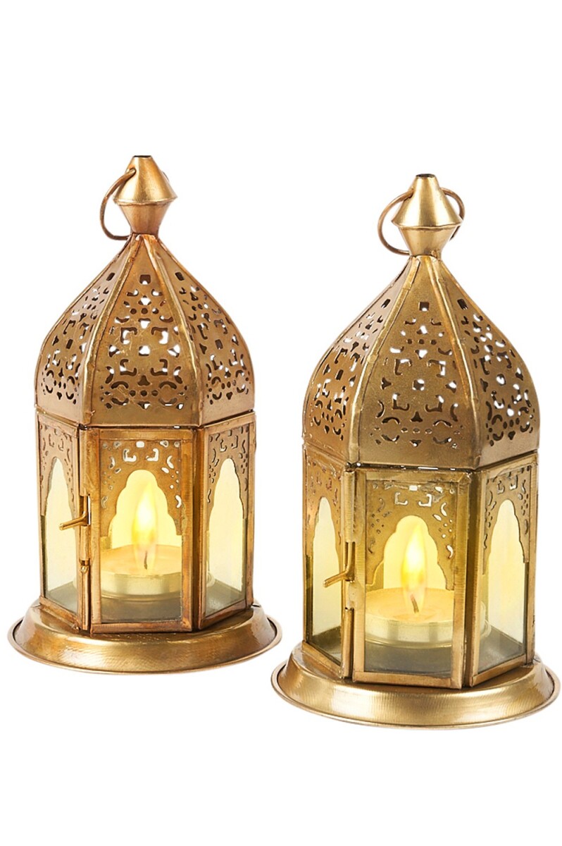 Set of 2 Oriental Lantern Decorations, Basem Clear