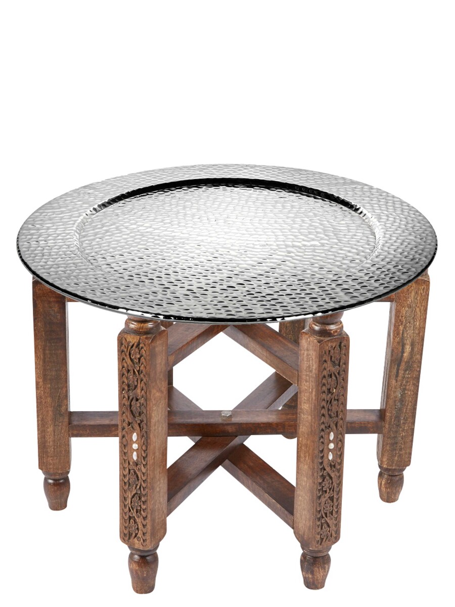 Halab Silver Oriental Coffee Table, 60 cm | Made of wood and