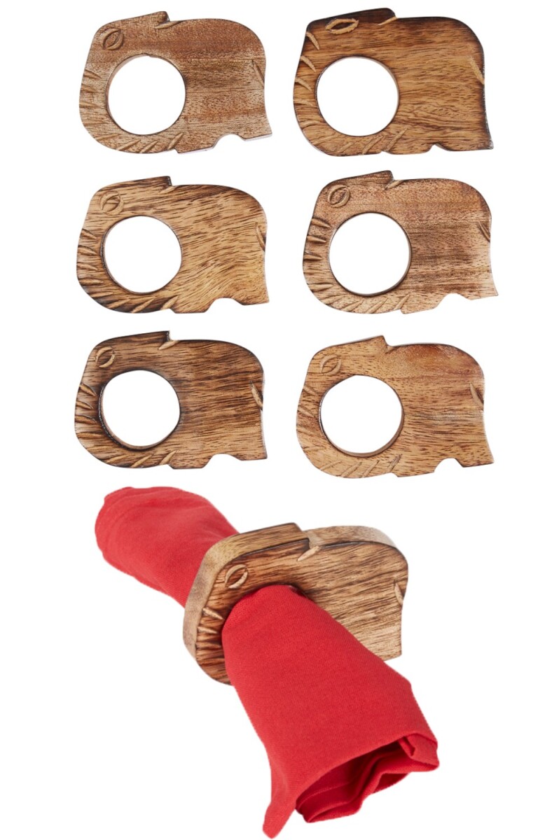 Set of 6 Wooden Napkin Rings, Kiran