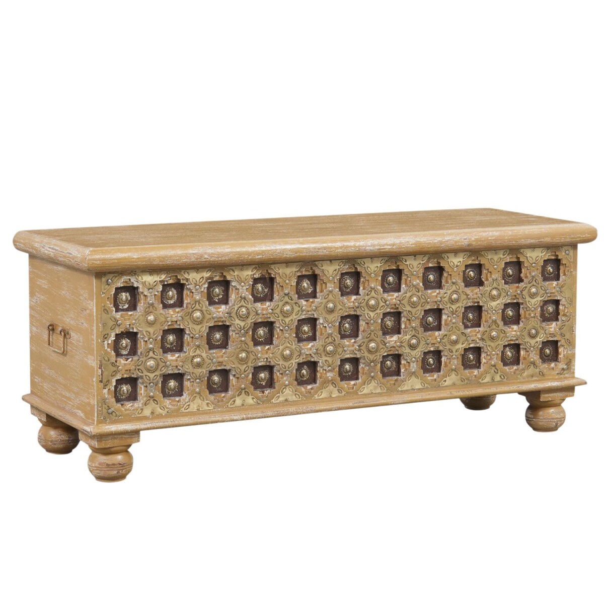 Burhan Chest -1- Solid Wood Boho Storage Chest, Vintage, 116