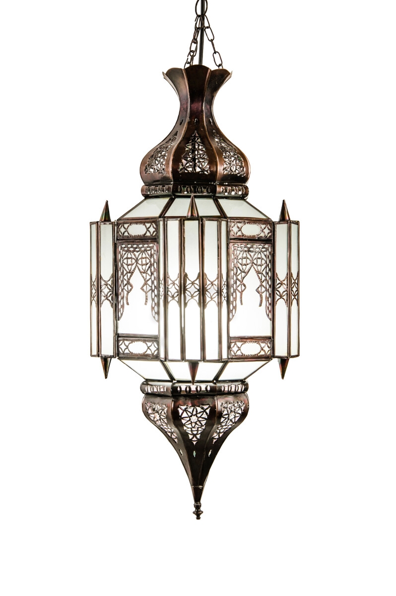 Aariz White 60cm Pendant Light | Oriental Glass and Metal La