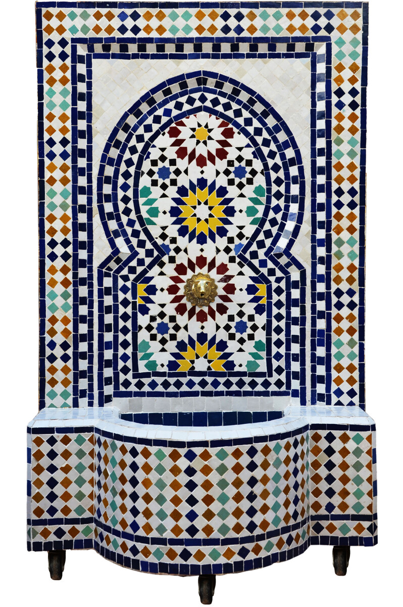Moroccan Mosaic Garden Fountain, 120 cm | Boho Indoor Founta