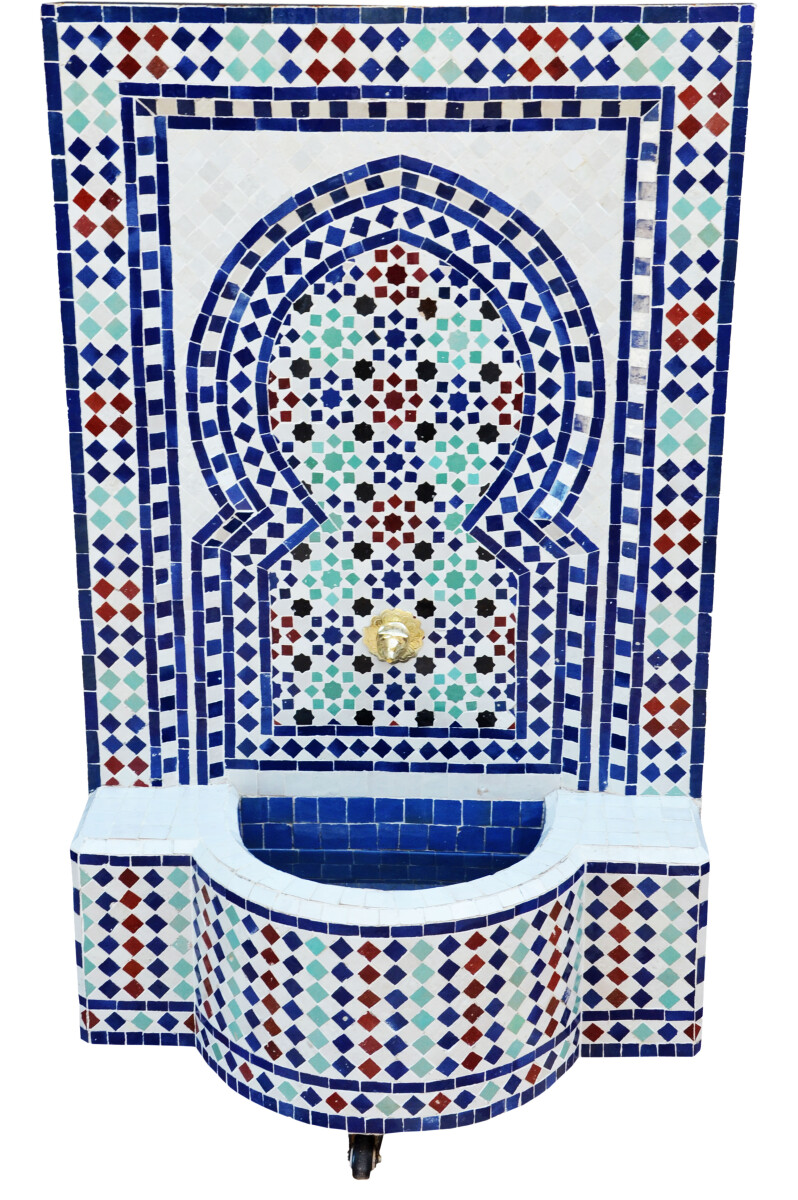Moroccan Mosaic Garden Fountain, 120 cm | Boho Indoor Founta