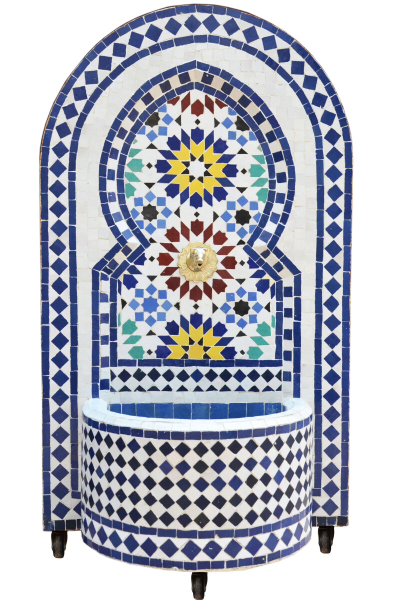 Moroccan Mosaic Garden Fountain, 120 cm | Boho Indoor Founta