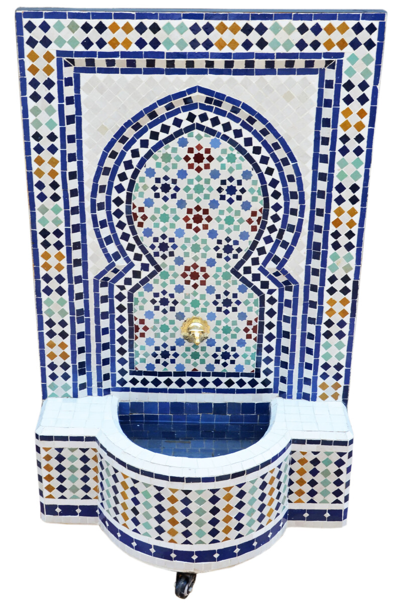 Moroccan Mosaic Garden Fountain, 120 cm | Boho Indoor Founta