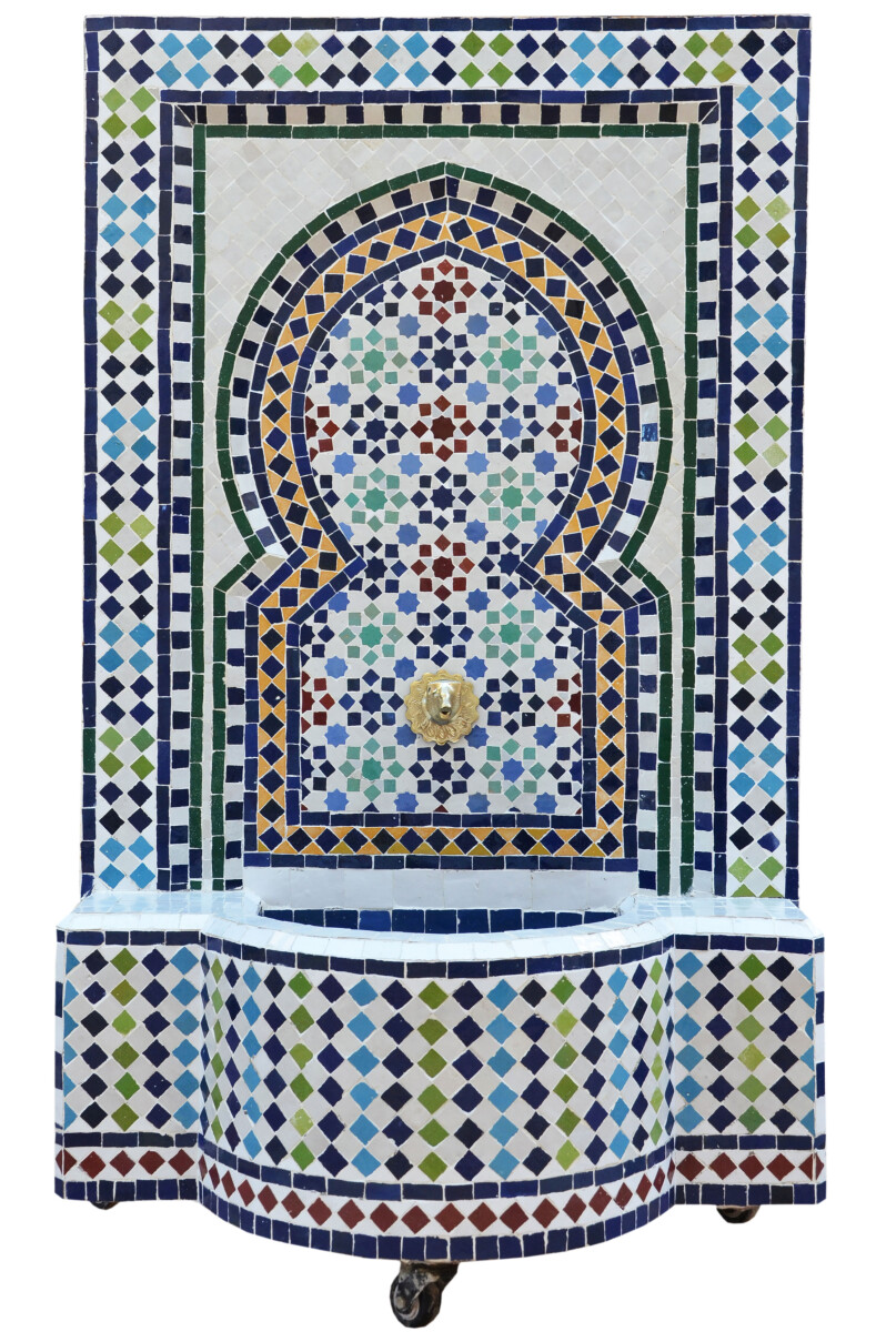 Moroccan Mosaic Garden Fountain, 120 cm | Boho Indoor Founta