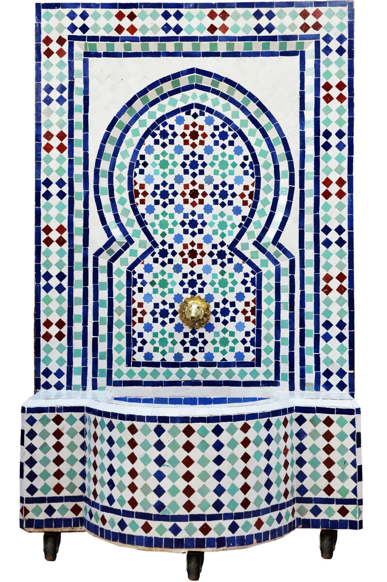Moroccan Mosaic Garden Fountain, 120 cm | Boho Indoor Founta