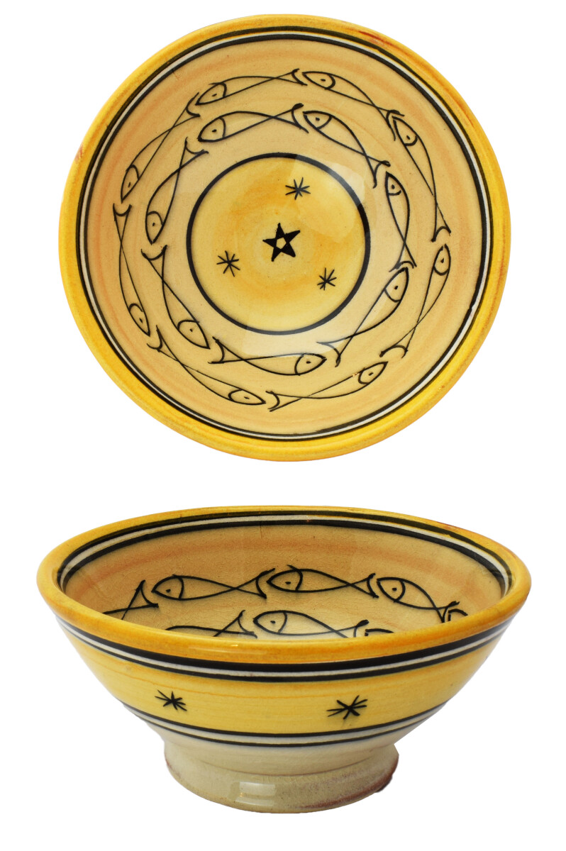 Moroccan Ceramic Bowl "Poisson" Yellow