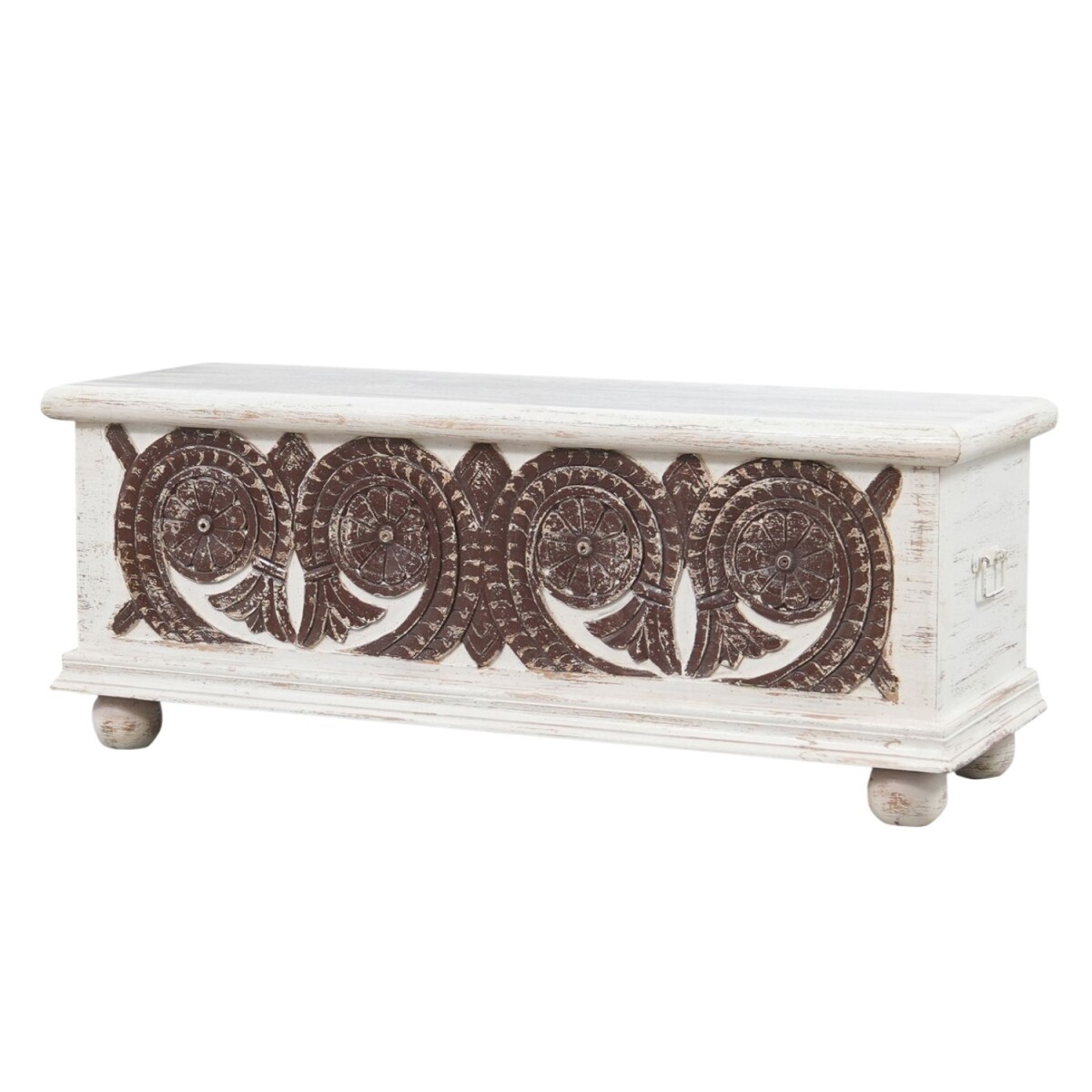 Daris Solid Wood Boho Vintage Storage Chest, 116 cm