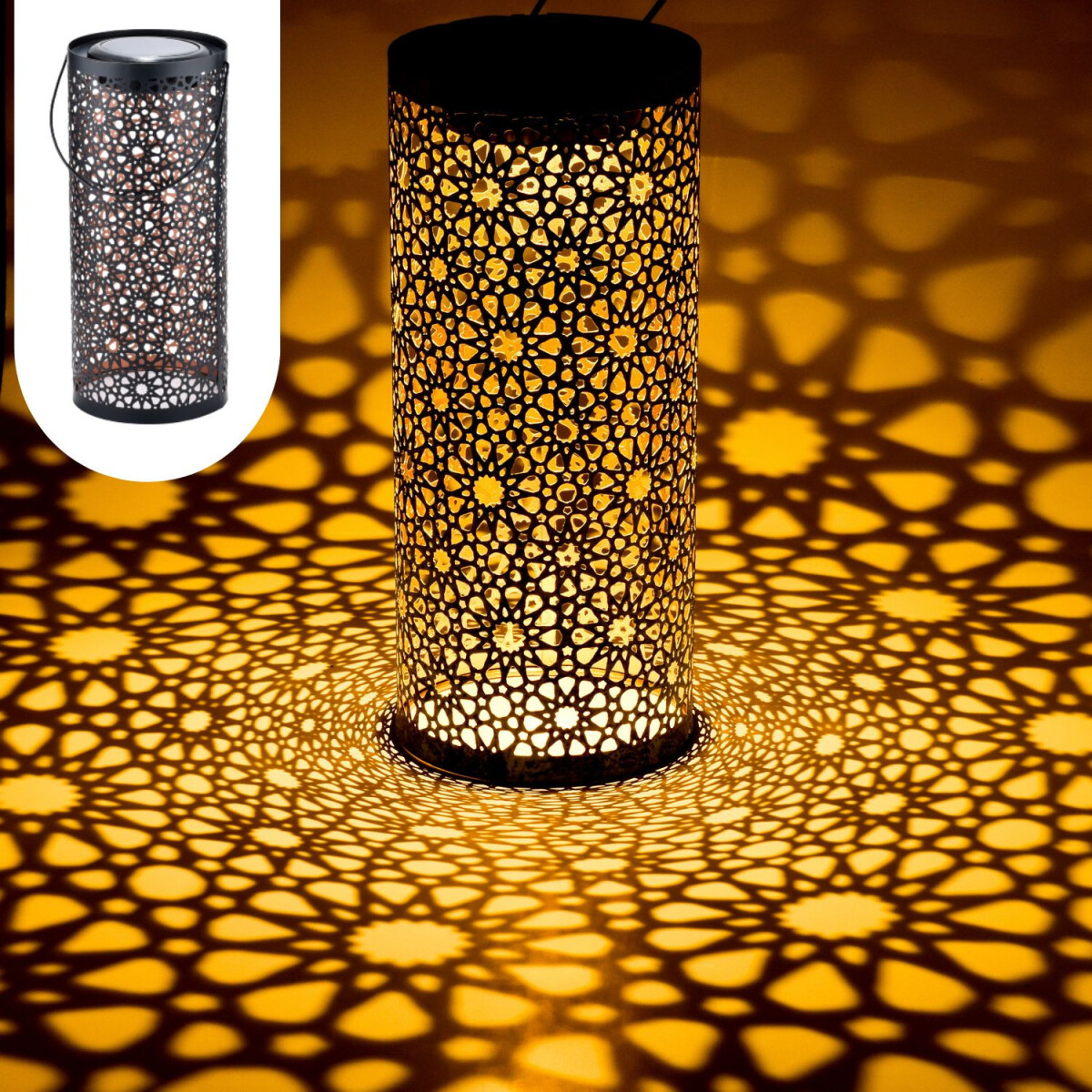 Oriental Solar Lantern, Balcony and Garden Lamp, Noum Black