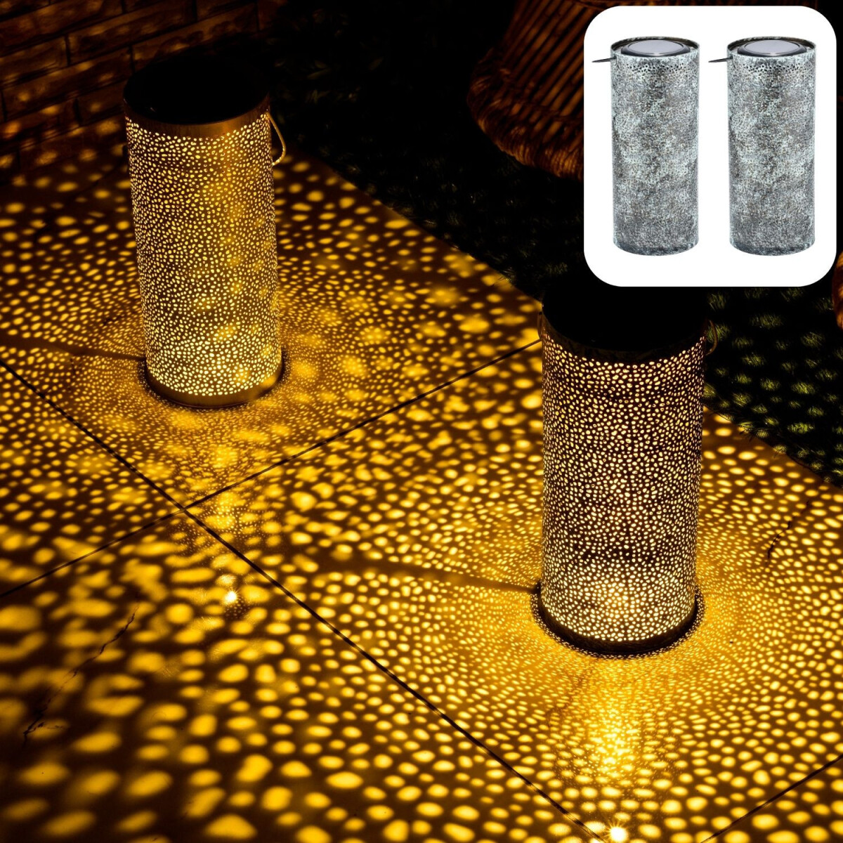 Set of 2 Scandinavian Solar Lanterns - S box