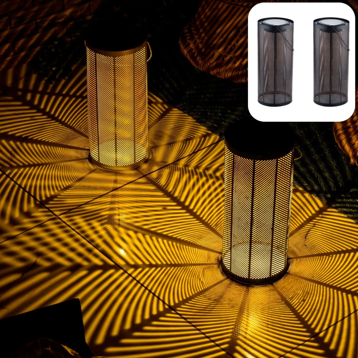 Set of 2 Scandinavian Solar Lanterns - Solar Lanterns for De