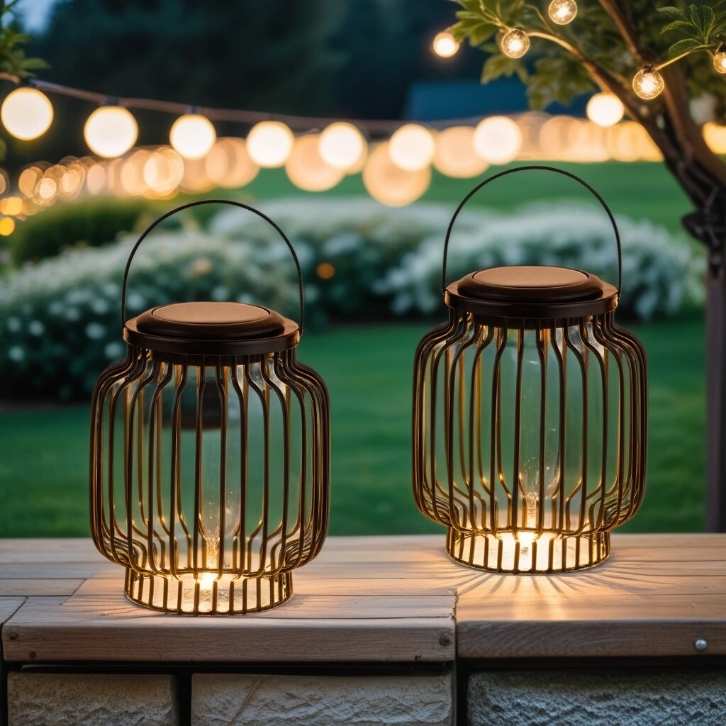 Set of 2 Scandinavian Solar Lanterns – Modern Decor fo