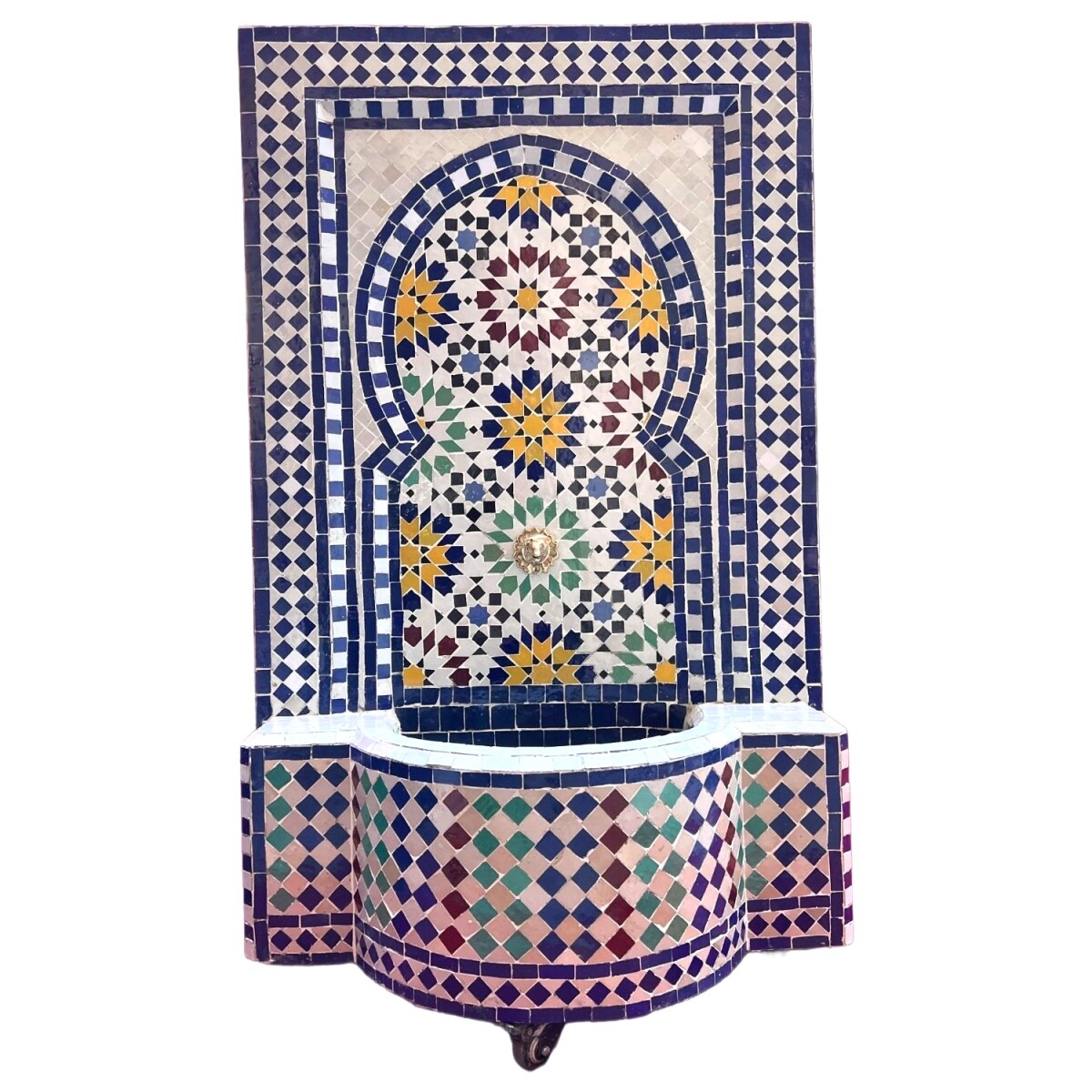 Moroccan Mosaic Garden Fountain, 128 cm | Boho Indoor Founta