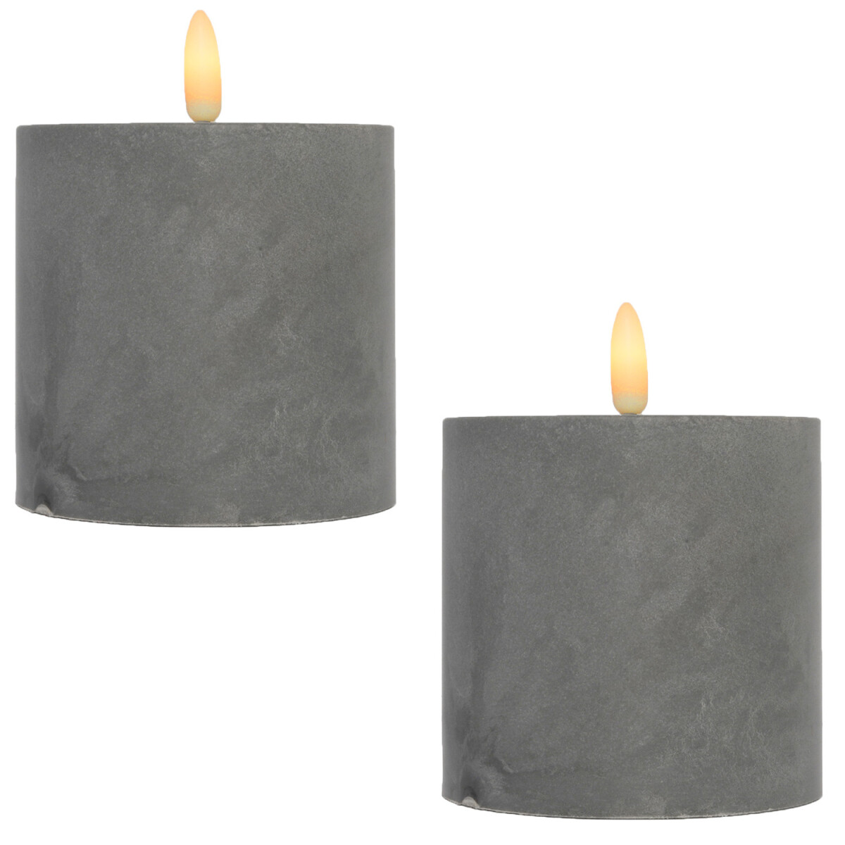 Set of 2 LED Candles, Cement Design, Samod Round