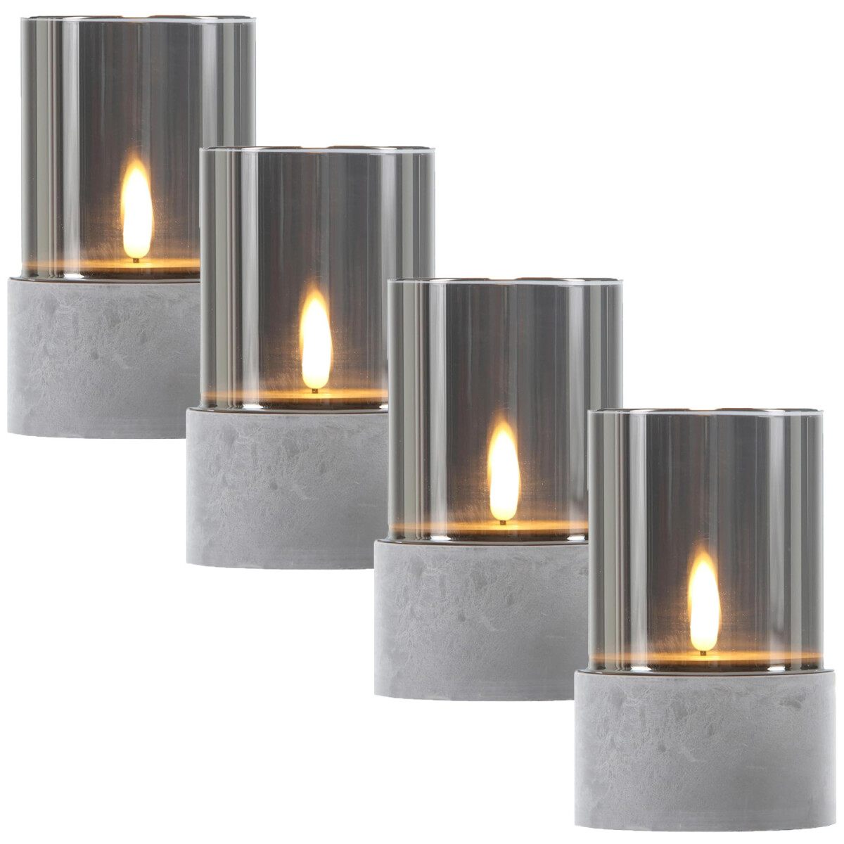 Set of 4 LED Candle Glass Lanterns, Gray box