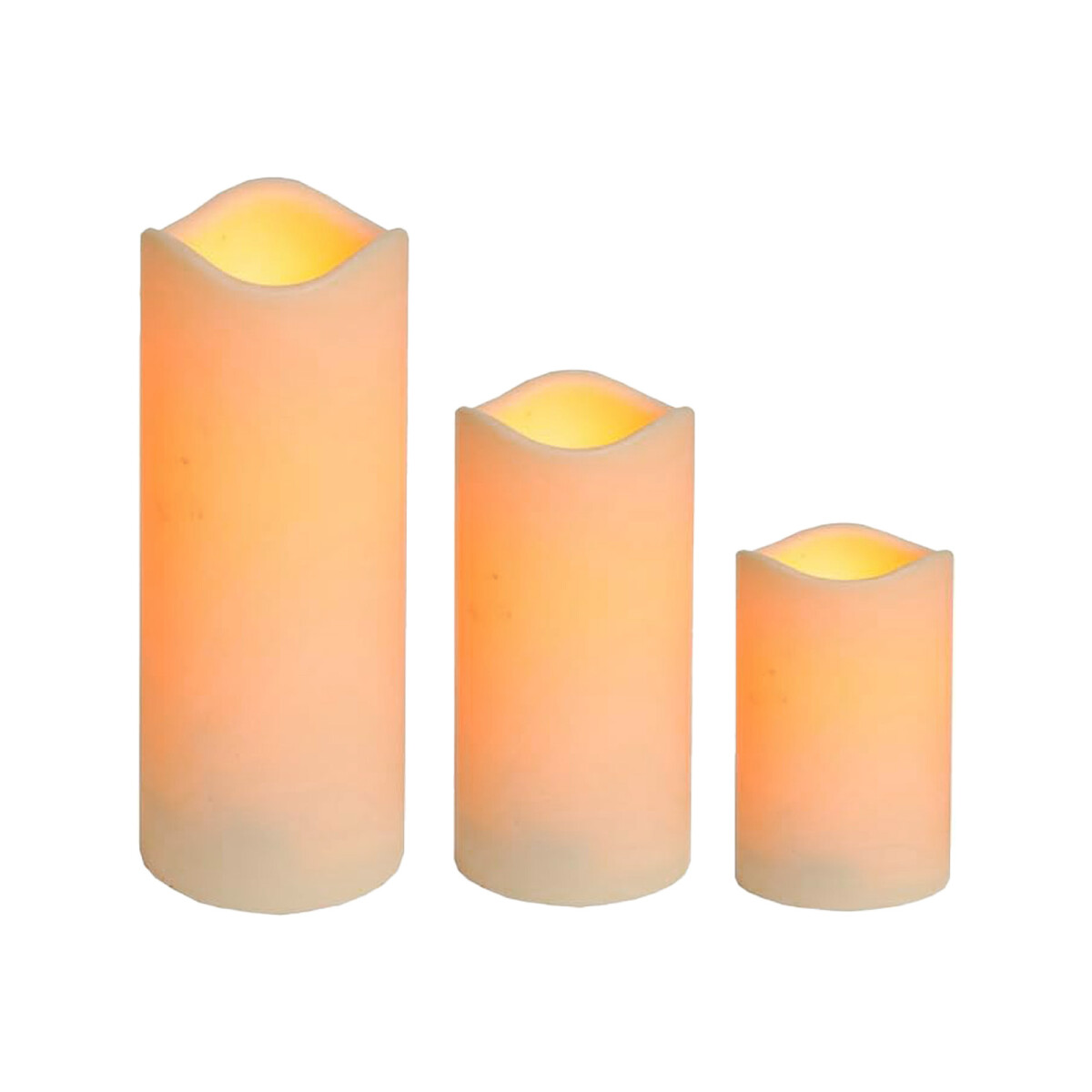 Set of 3 LED pillar candles for outdoor  box