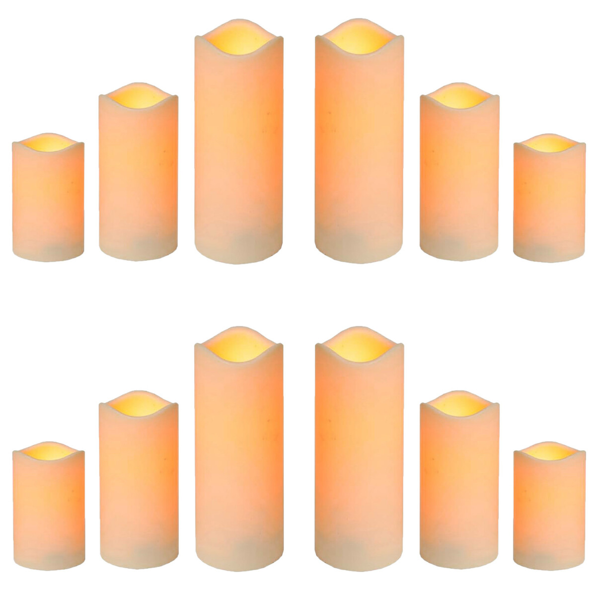 Set of 12 LED pillar candles for outdoor use