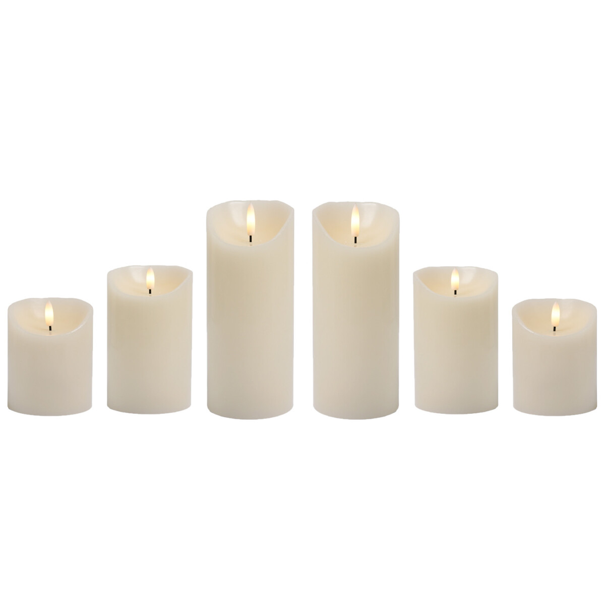 Set of 6 LED Real Wax Pillar Candles