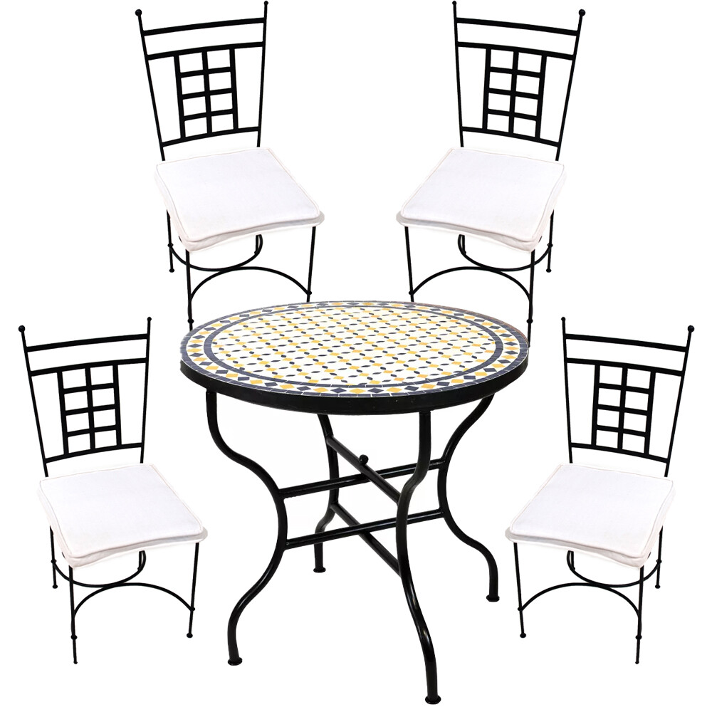 5-Piece Mediterranean Garden Set Giralda White, Yellow, Blue