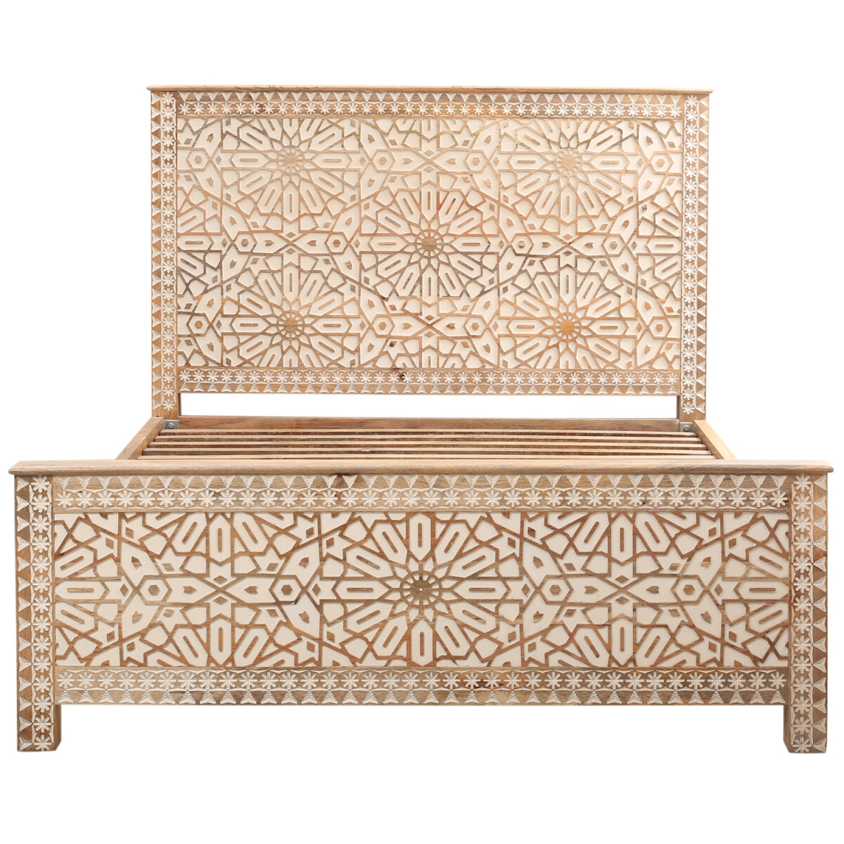 Moroccan-style double bed made of solid wood, Julah