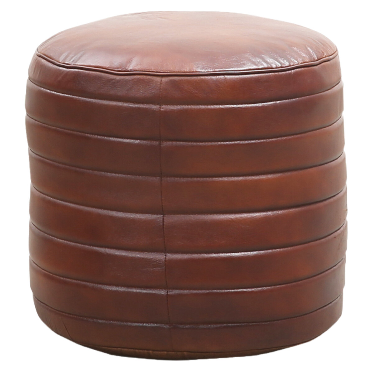 Vintage Leather Pouf Cushion, Janeiro Round