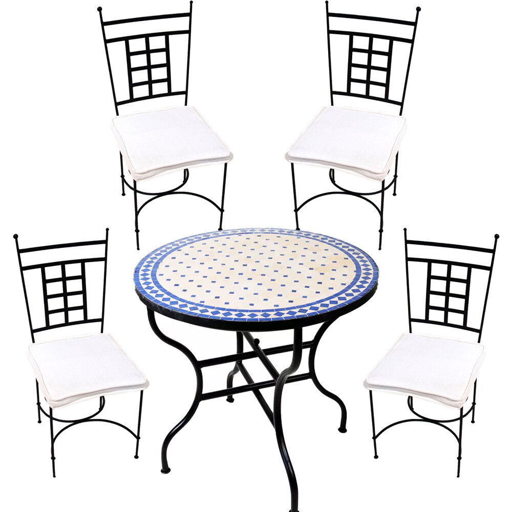 5-Piece Mediterranean Garden Set, Marrakech Natural Blue, 80