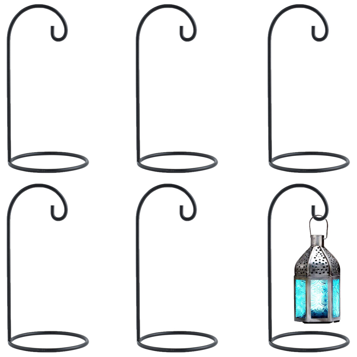 Set of 6 Buno Black Large Lantern Stands