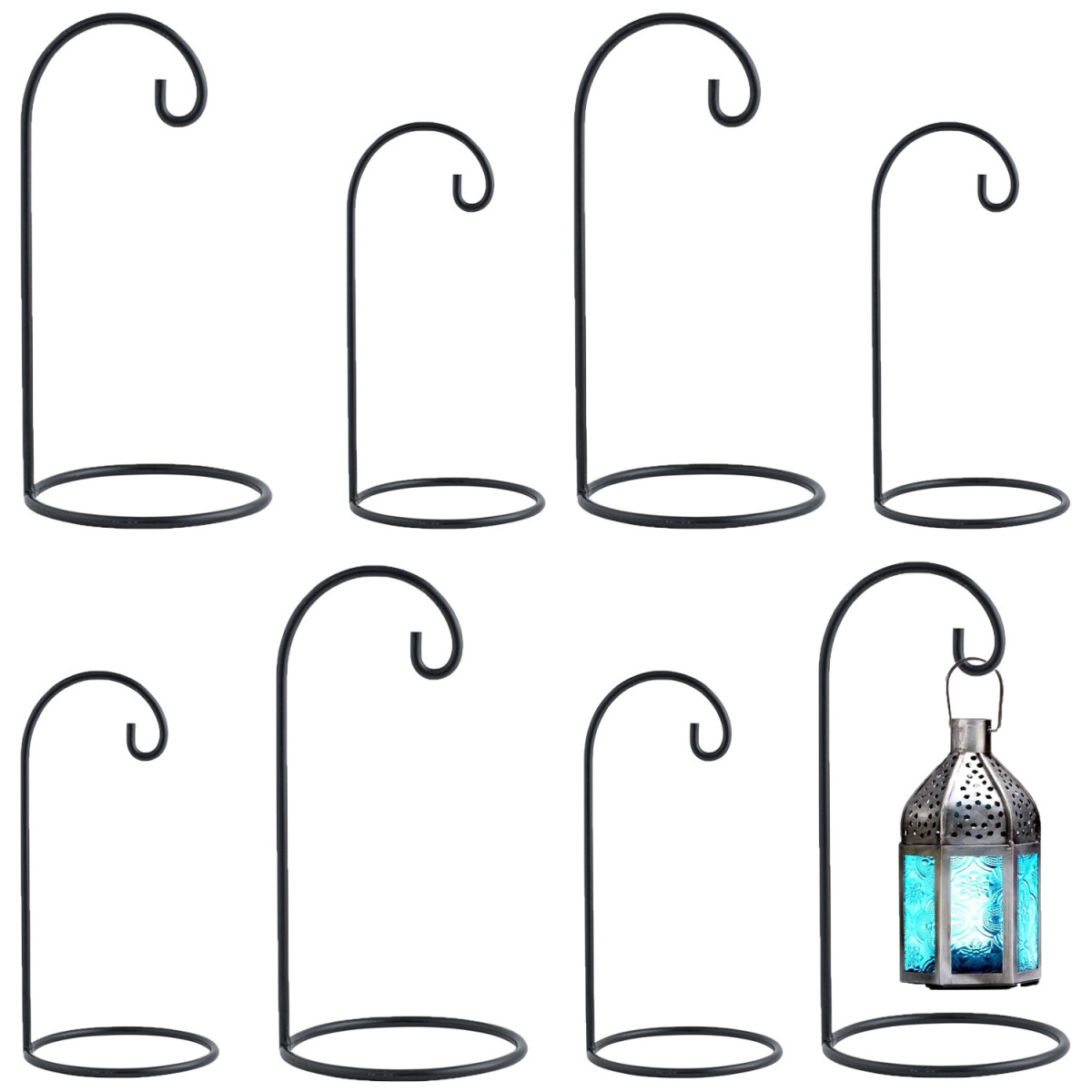 Set of 8 Lantern Stands and Holders, Buno, Black, Small &amp