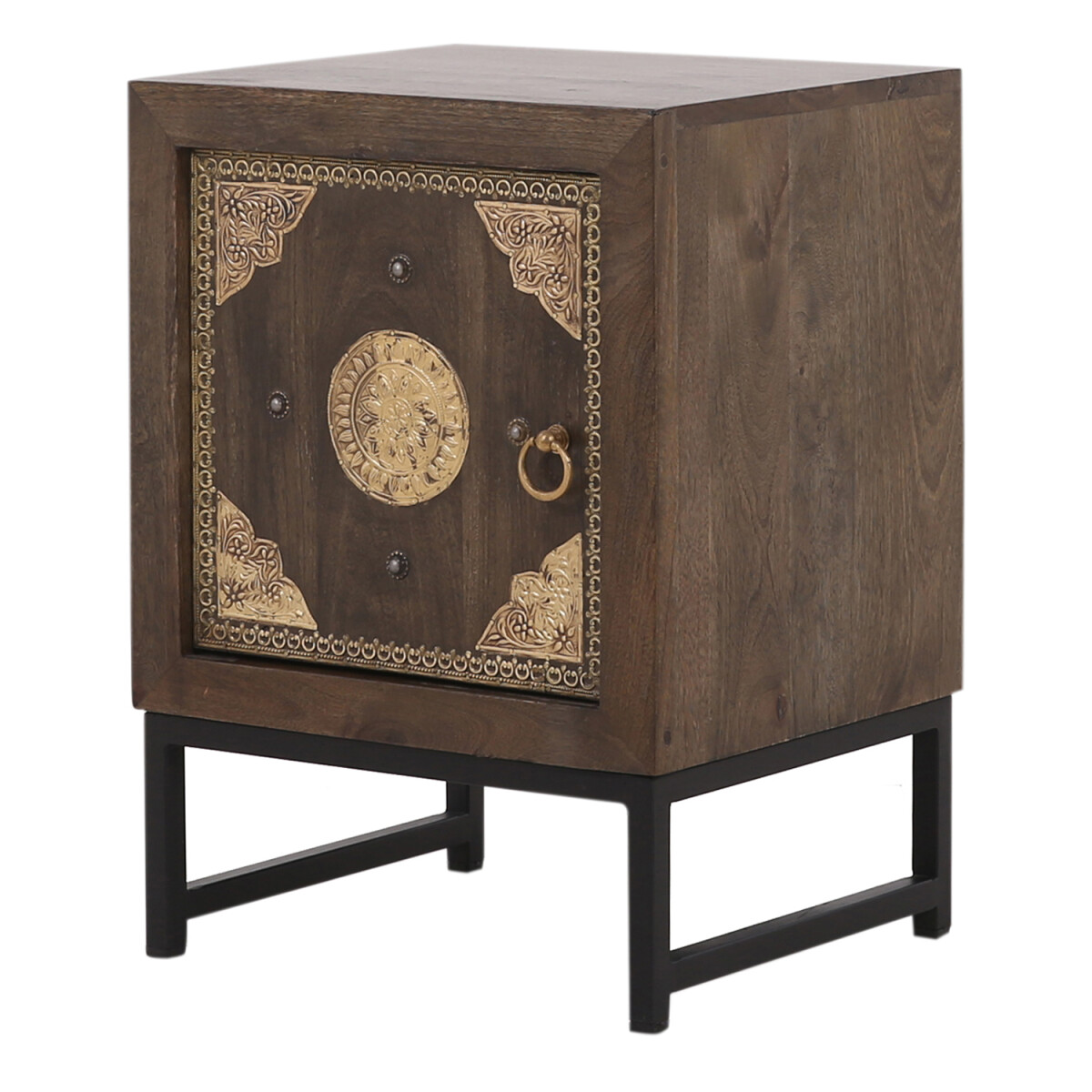 Adaja Nightstand – Solid Wood & Metal, 55 cm, Orie