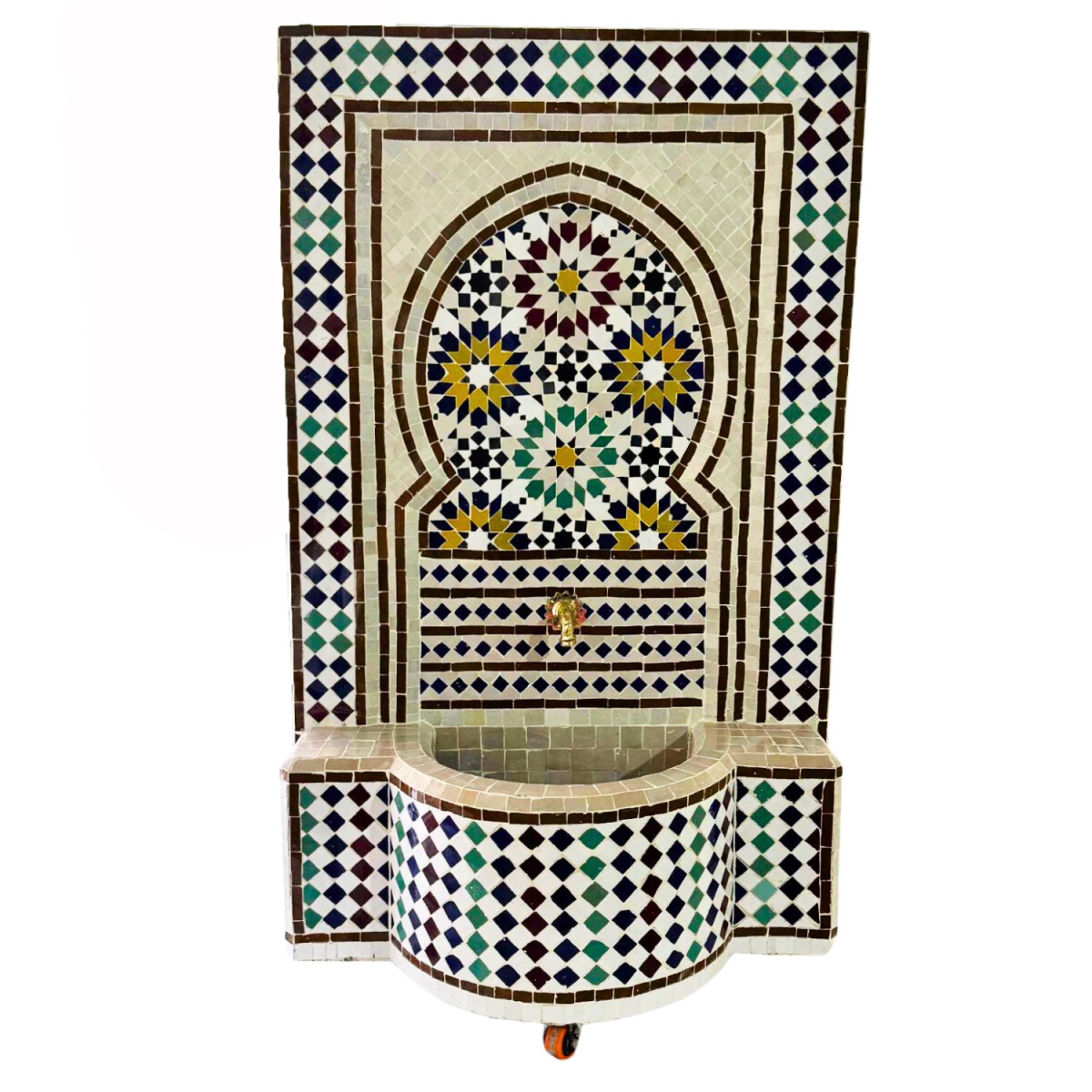 Moroccan Mosaic Garden Fountain, 129 cm | Boho Indoor Founta