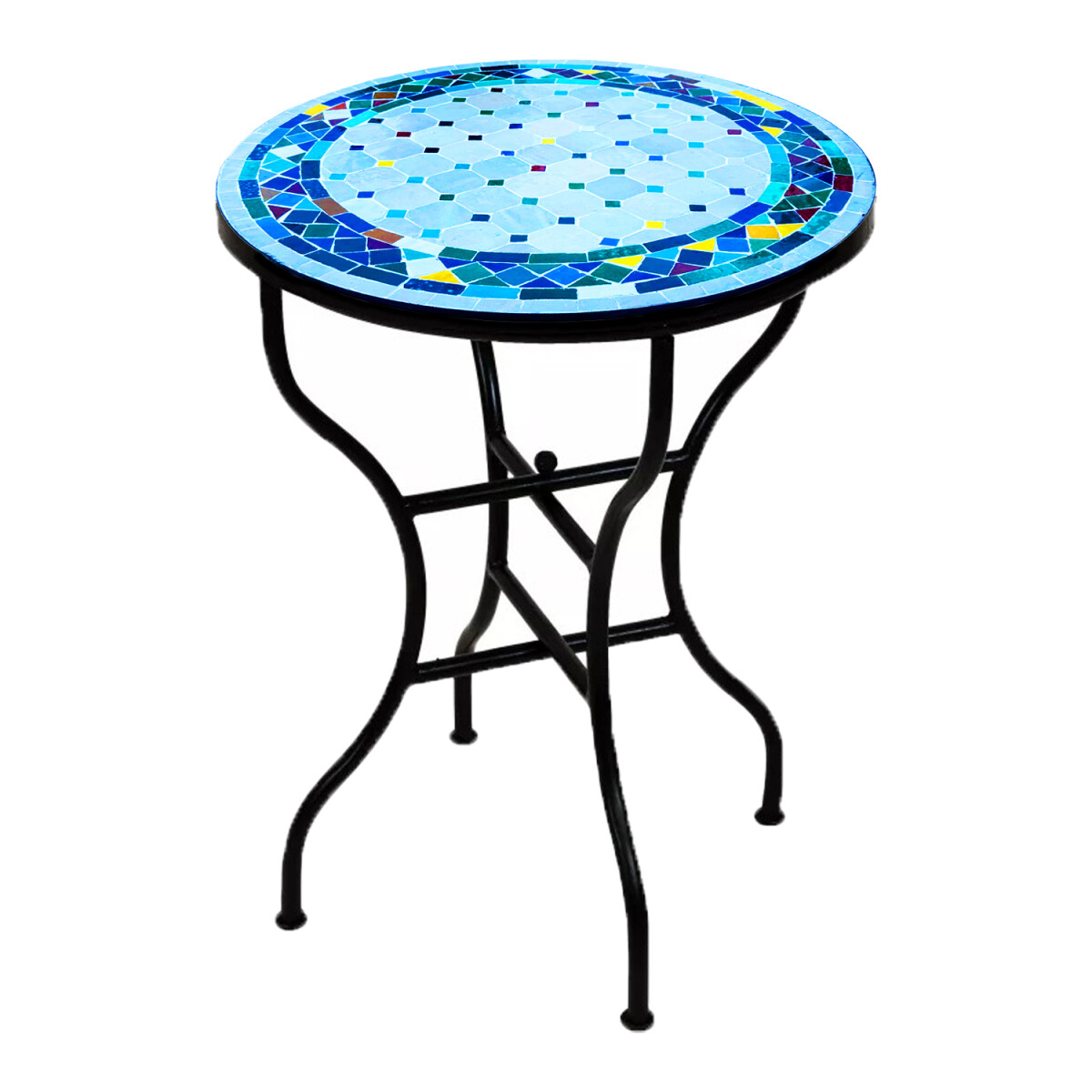 Moroccan Mosaic Table, Marrakech, Beige and Multicolored, &O