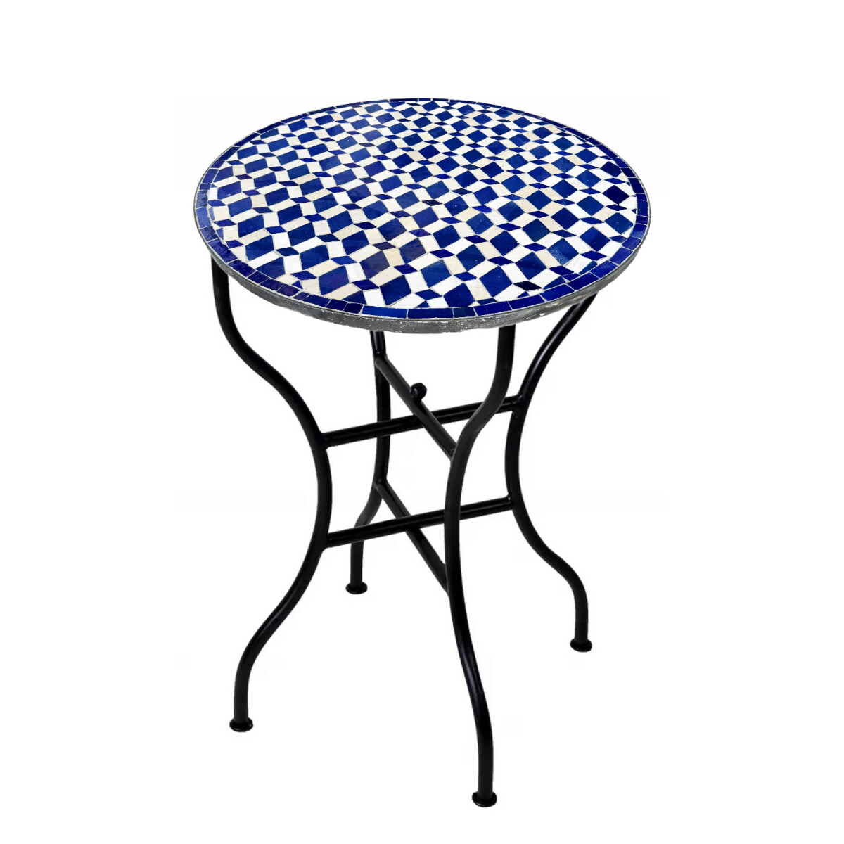 Moroccan Mosaic Table, Moro Blue and White, Ø60 cm | 