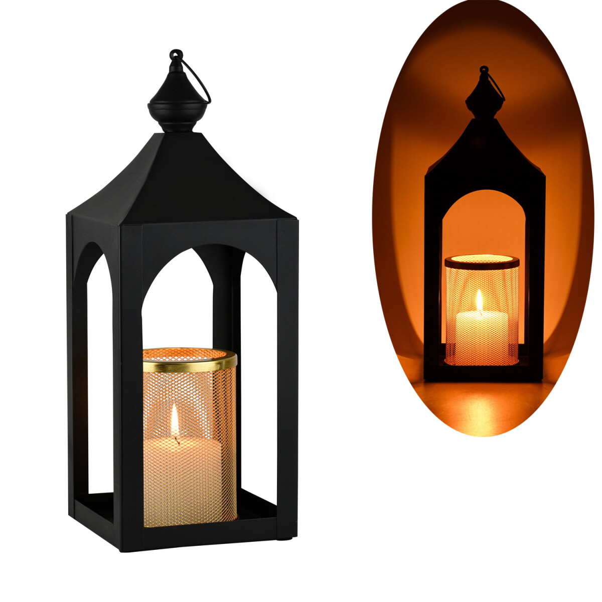 Cadmus Garden Lantern, 42 cm, Black and  box