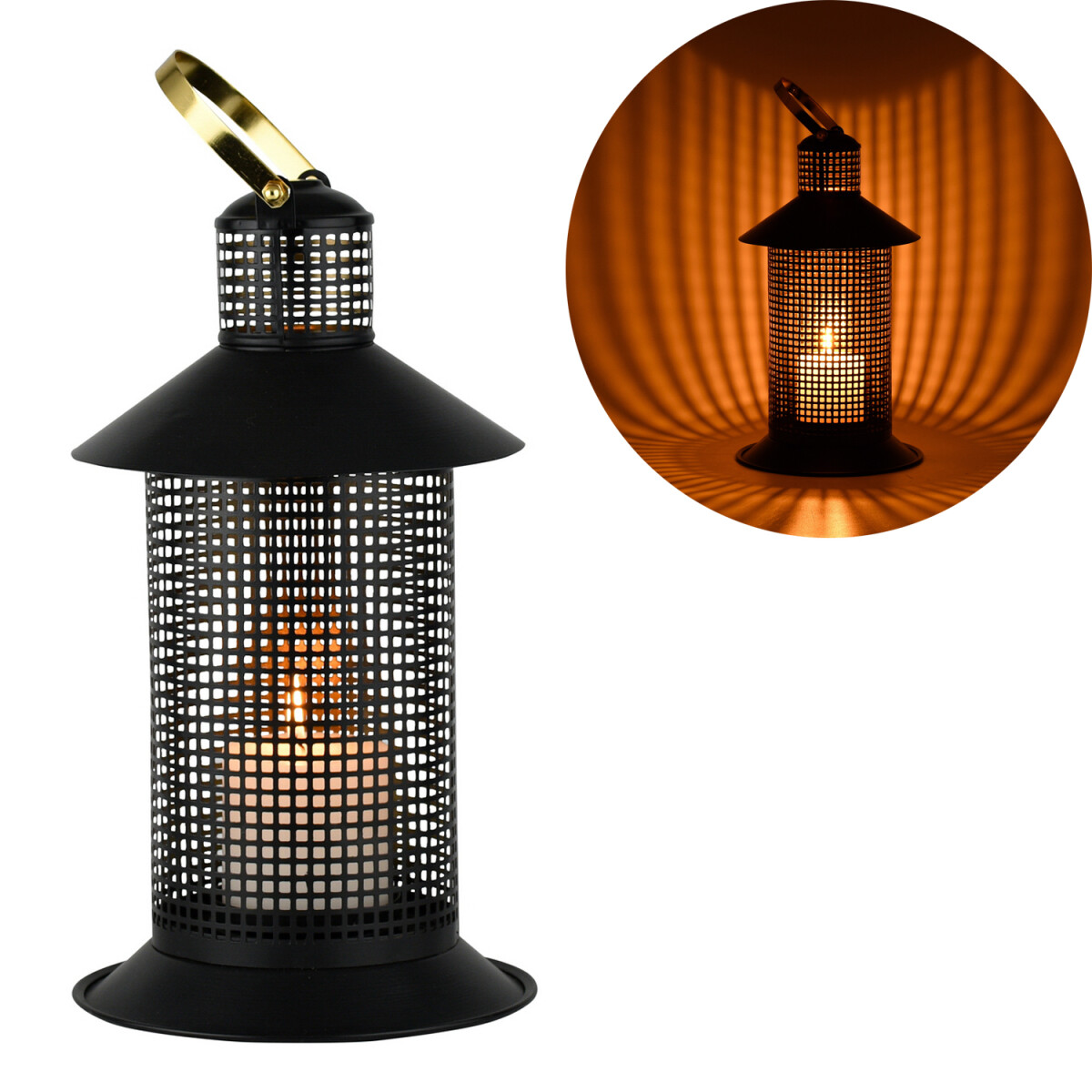 Caelan 34cm Black and Gold Lantern, Meta box