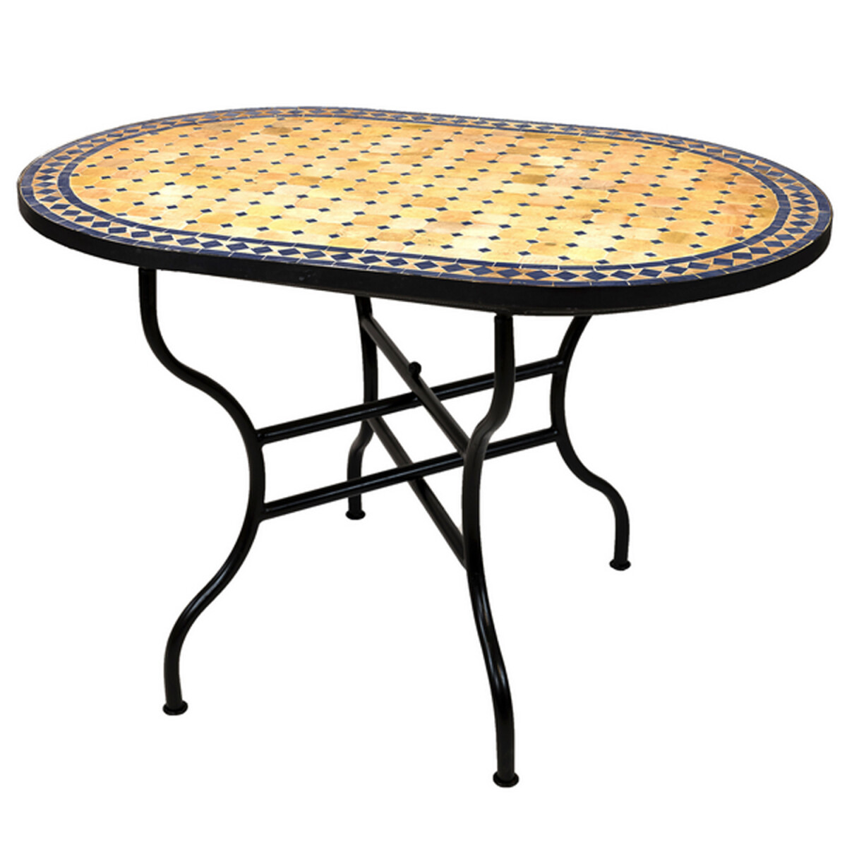 Moroccan Mosaic Table, Marrakech, Beige and Blue, 100x60cm |