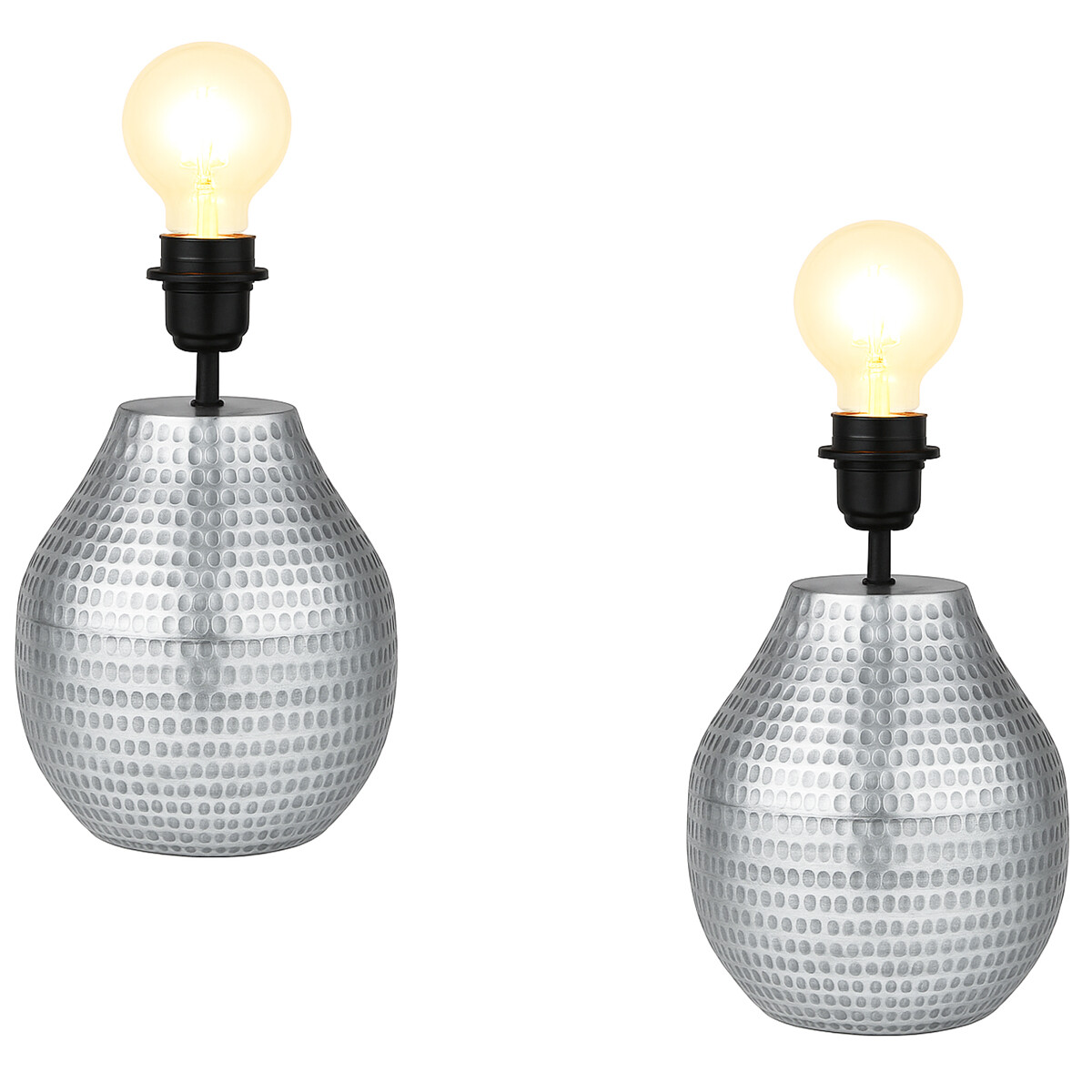 Set of 2 Cameo Silver Table Lamp Bases,  box