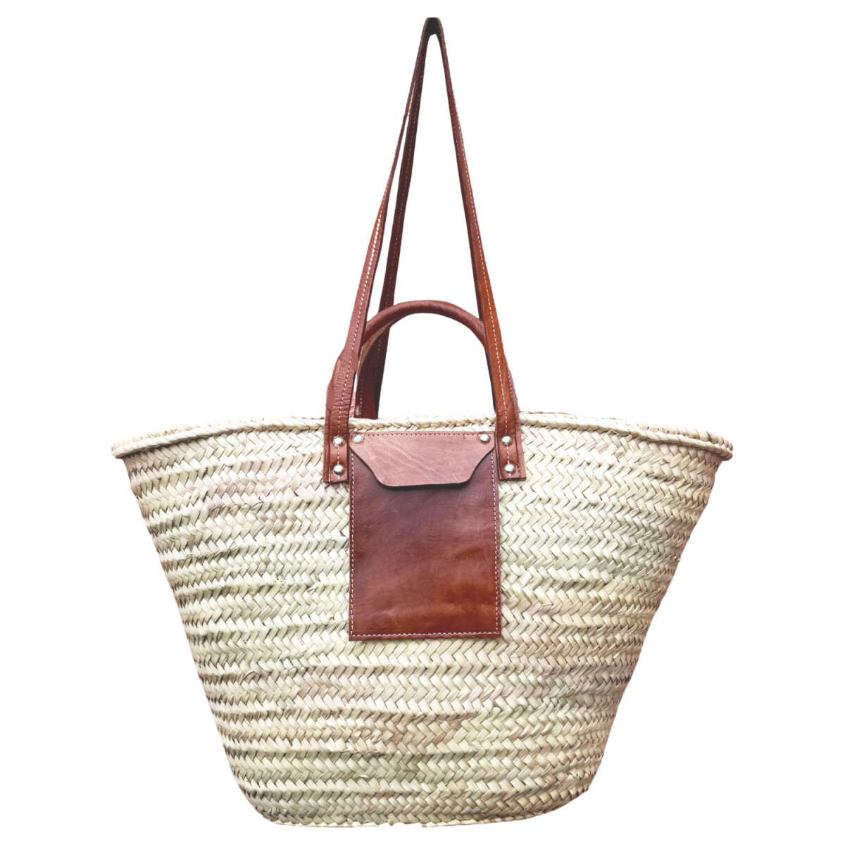 Alifante with leather compartment, Ibiza wicker bag 55 cm...
