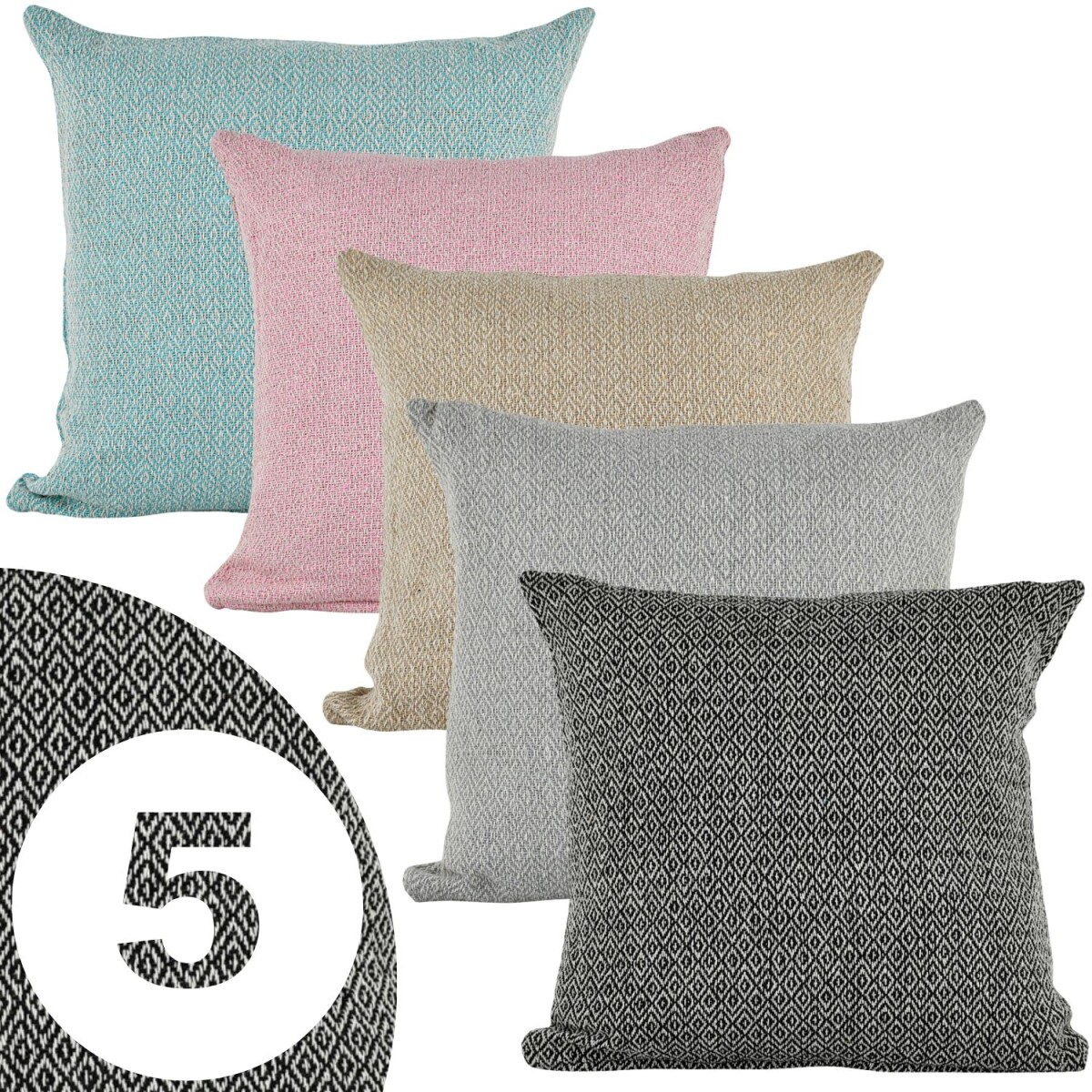 Set of 5 Calix Multicolored 40cm Cotton Pillowcases | Boho H