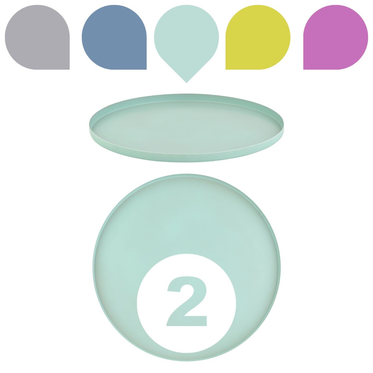 Set of 2 Callie Turquoise Round Trays, 2 box