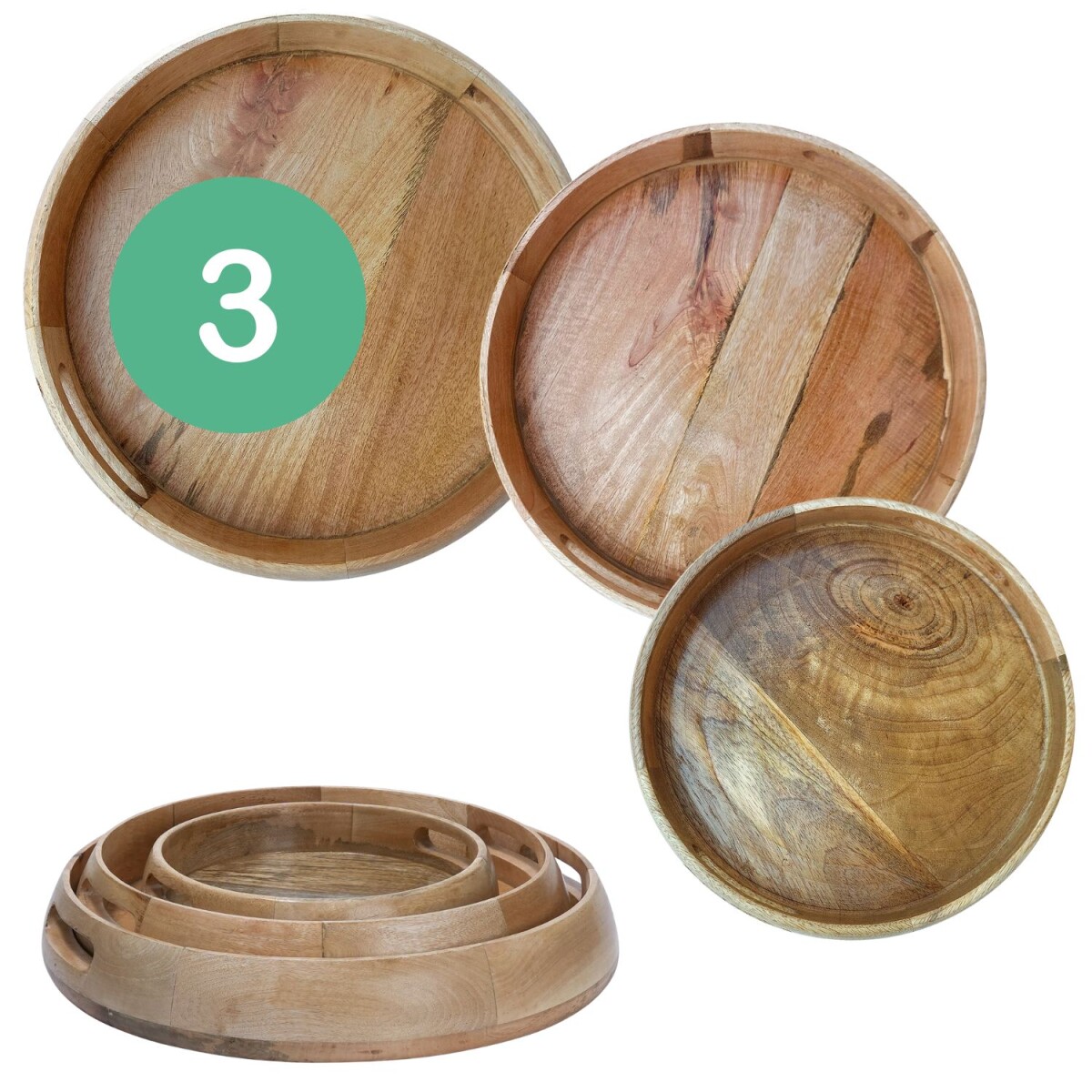 Kahaya Round Tray Set of 3 | Mango Wood  box