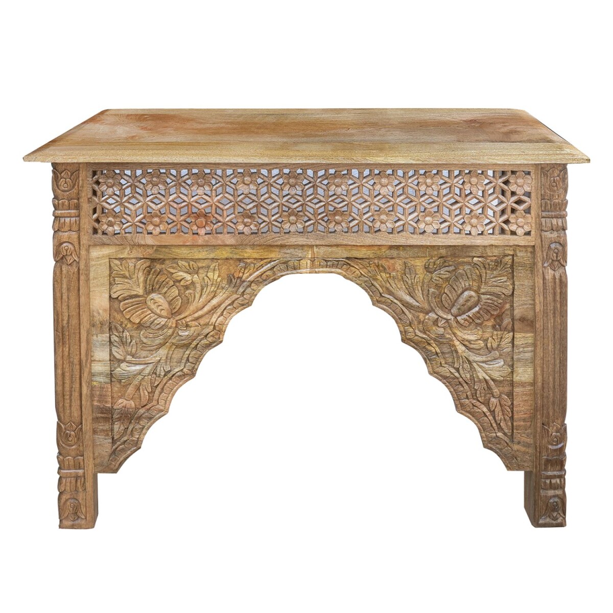 Laiminia Console Table, Hand-Carved Mang box